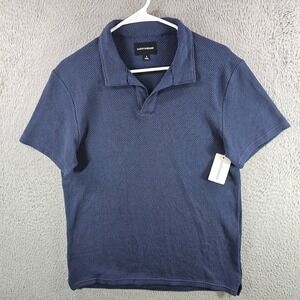 Lucky Brand Mens Blue Textured Waffle Knit Short Sleeve Polo Shirt Small NEW